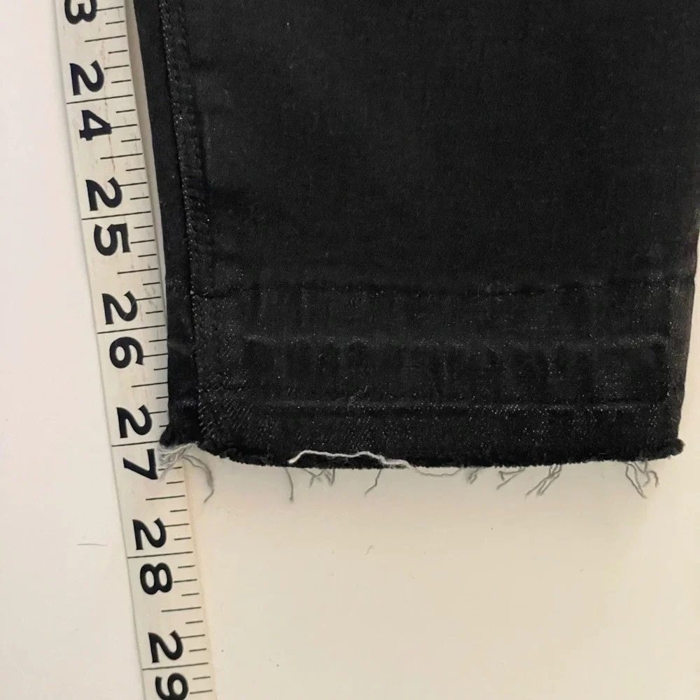Spanx Black Distressed Skinny Jeans Pull On High Waist Frayed Hem Womens XL TG‎